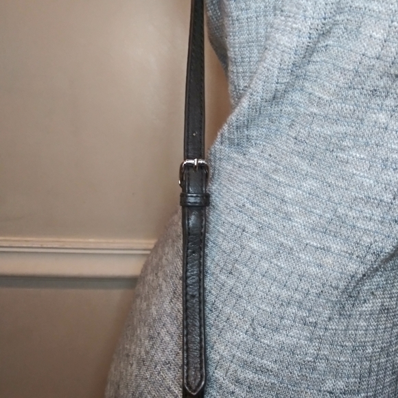 Badgley Mischka Charcoal Leather Boho/Rocker Chic Silver Studded Crossbody Purse - Picture 12 of 13